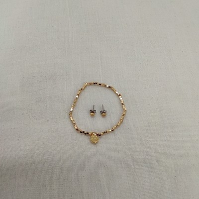 Michael Kors Women Brill Stretch Gold Bracelet With Earrings Jewelry