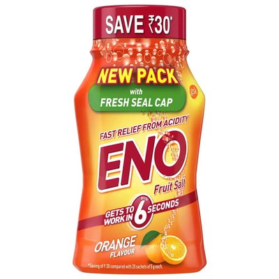 Eno Fruit Salt Orange 100 gram Jar Pack antacid fast relief from acidity & gas