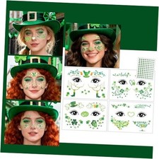 St Patricks Day Temporary Tattoos Green Leaf Blush Face Tattoos Mixed Style07