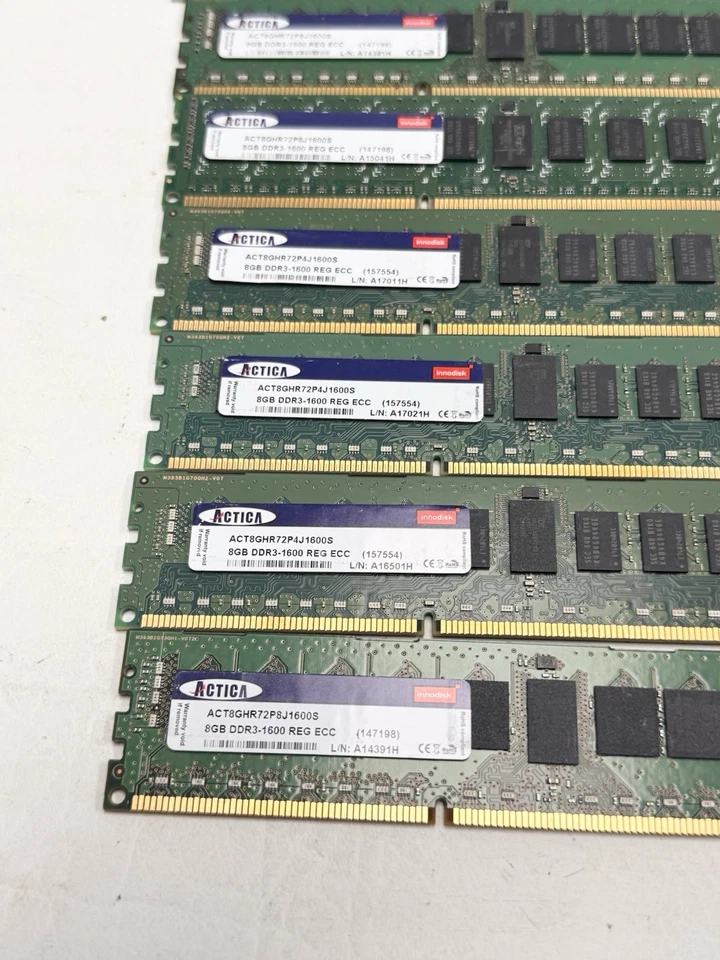 192GB (24x8GB) ACTICA DDR3-1600 ECC REG Server Memory ACT8GHR72P8J1600S - Image 2 of 3