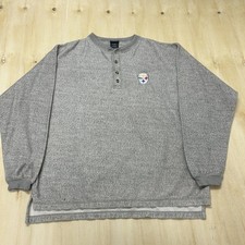 Vintage Pittsburgh Steelers Sweatshirt Mens XL Gray NFL Football Pro Edge Henley