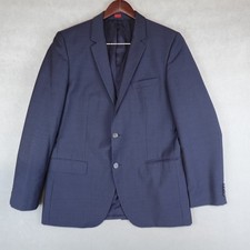 HUGO BOSS Blazer Jacket 40R Sport Coat Blue Super Virgin Wool EUC