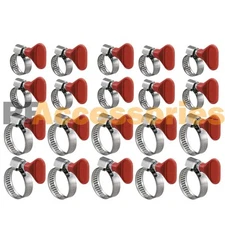 20 Pcs Key Type Twist Adjustable Stainless Steel Hose Clamp Set Kit (1" + 1-1/2"