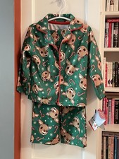 Rudolph the Red Nosed Reindeer Kids Flannel Green Print Pajama Set, Size 2T