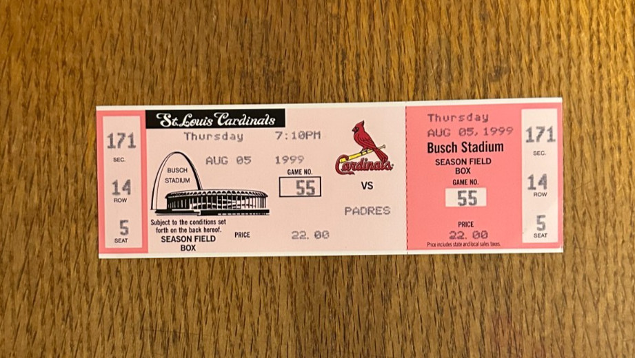 8/05/1999 Cardinals ticket Mark McGwire 500th HR 500 Homerun Club