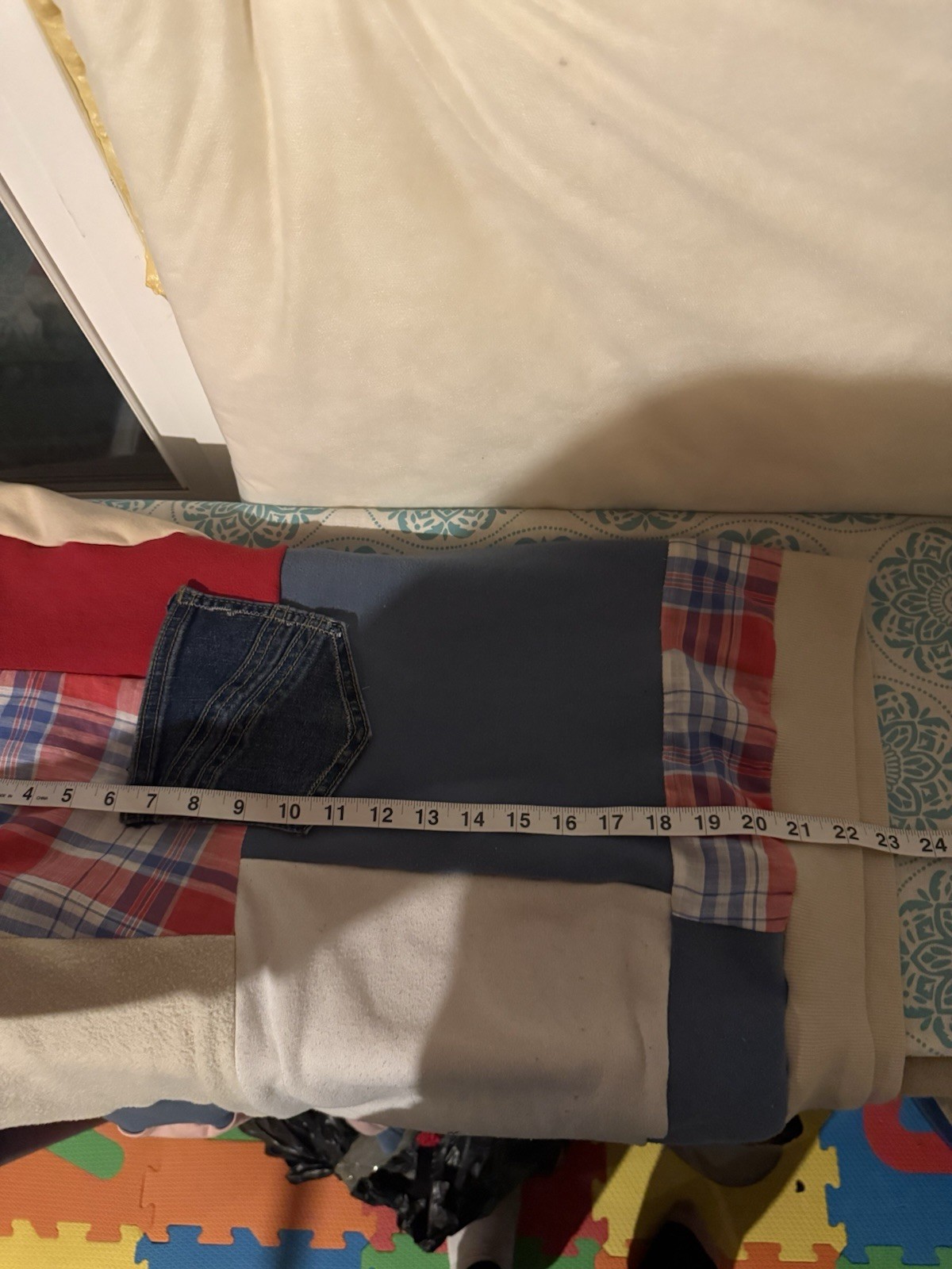 Patchwork Upcycle Reworked Oversize Red White Blu… - image 4