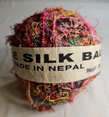 RECYCLE SILK Handmade 8.8 Oz Silk Craft Yarn Made in Nepal Bright MULTICOLOR~New
