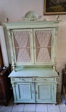 GRÜNDERZEIT KÜCHENBÜFFET IM SHABBY CHIC HANDBEMALTE GLASSCHEIBEN