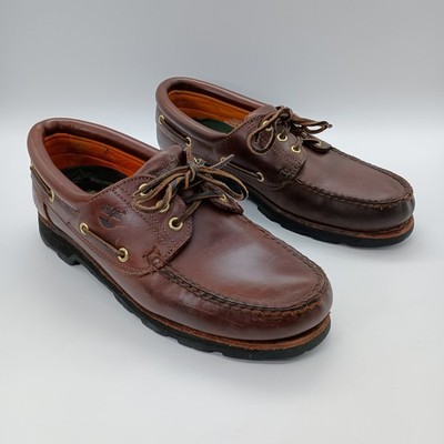 Timberland Authentics 3-Eye Classic Lug Brown Leather Boat Shoes 32026 Mens 10 M