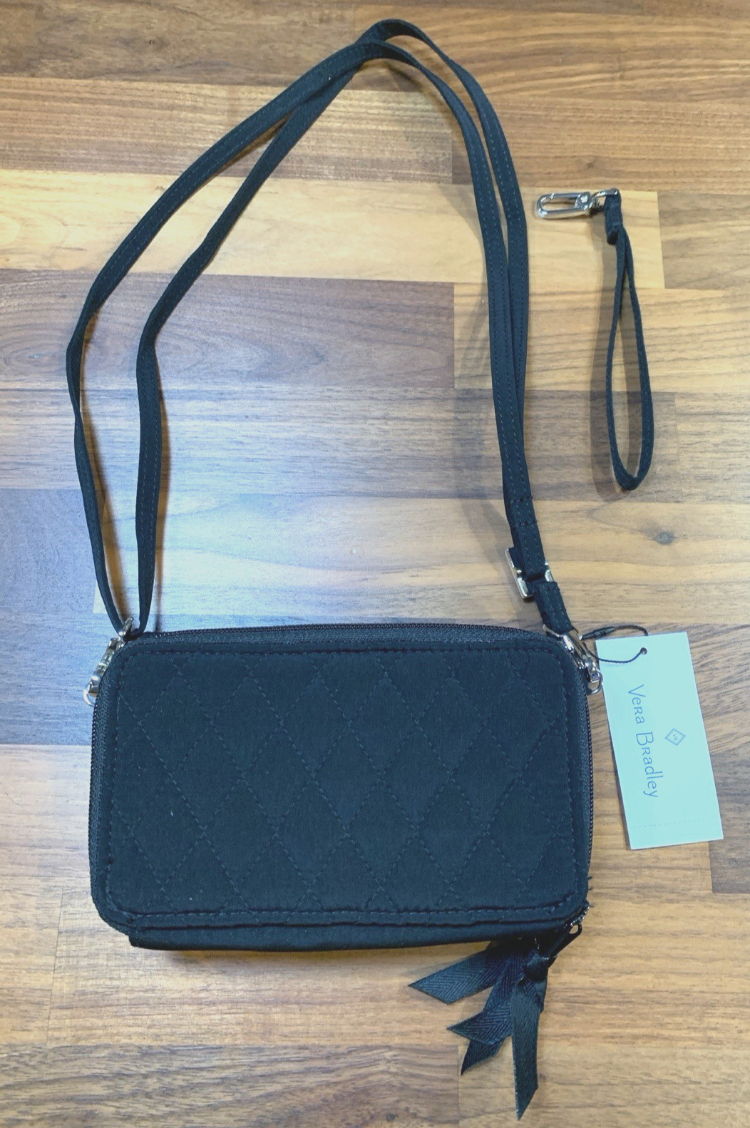 Vera Bradley RFID 3 In 1 Crossbody Wristlet Wallet In Classic Black NWT