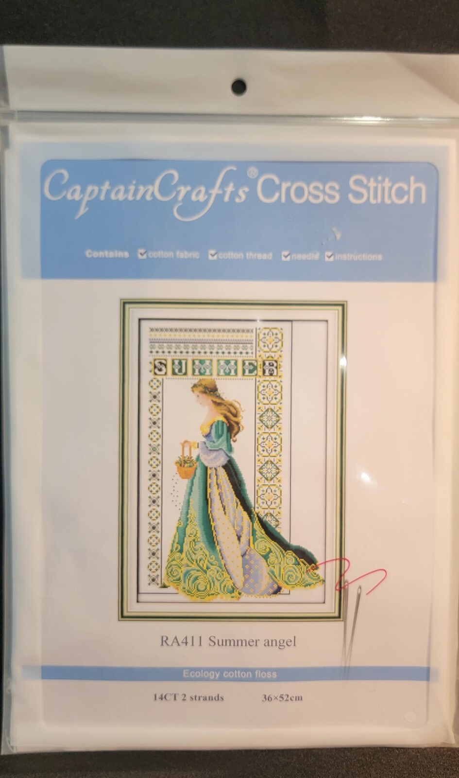 New Captain Crafts Cross Stitch Kit RA411 Summer Angel Fabric Thread Instruction