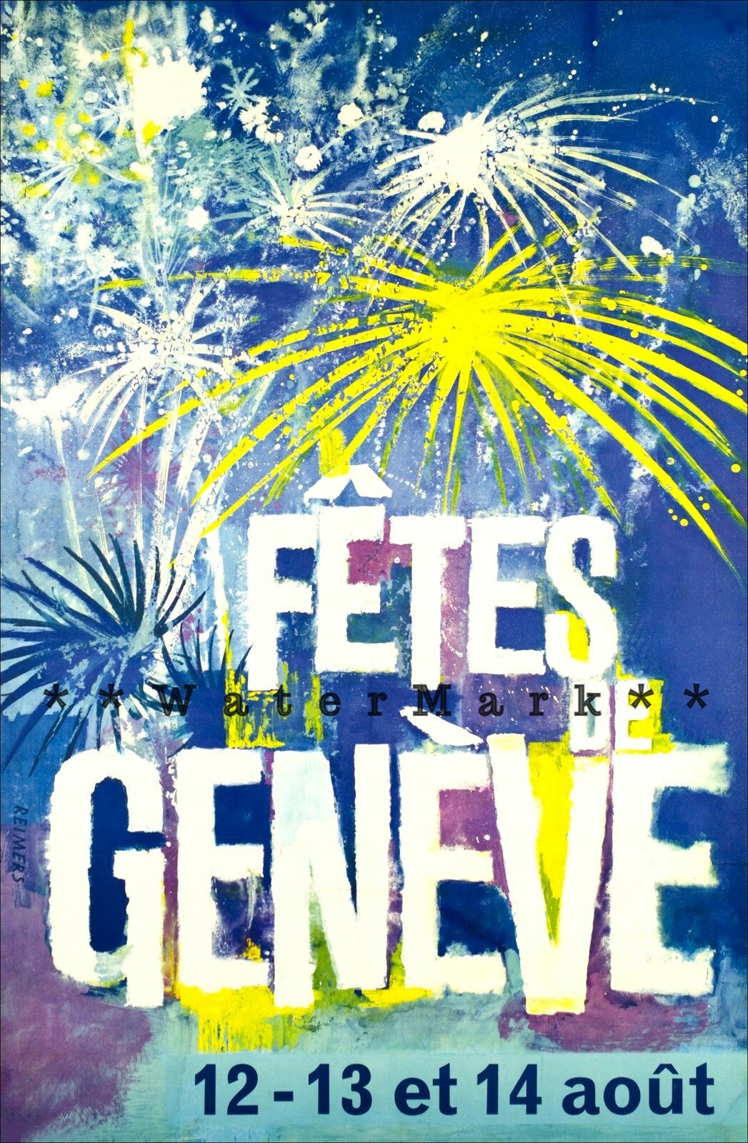 Geneva Switzerland 1966 Fetes De Geneve Festival Vintage Poster Print Retro Art