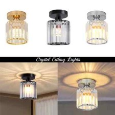 Modern Crystal Ceiling Light Semi Flush Mount Chandelier Hallway Round UK