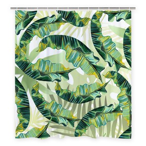Banana Leaf Shower Curtain Tropical Leaves Bath Curtain Waterproof With Hooks Ebay
