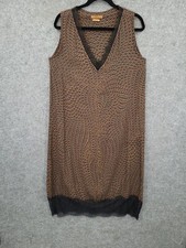 Hope Nanya Midi Slip Dress Womens 6/8 Sleeveless Lace Trimmed V-Neck Brown Italy