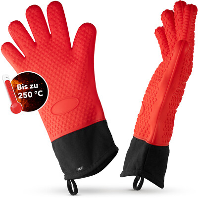 AVANA Silikon Ofenhandschuhe Hitzebeständig 250°C Anti-Rutsch Kochhandschuhe Rot
