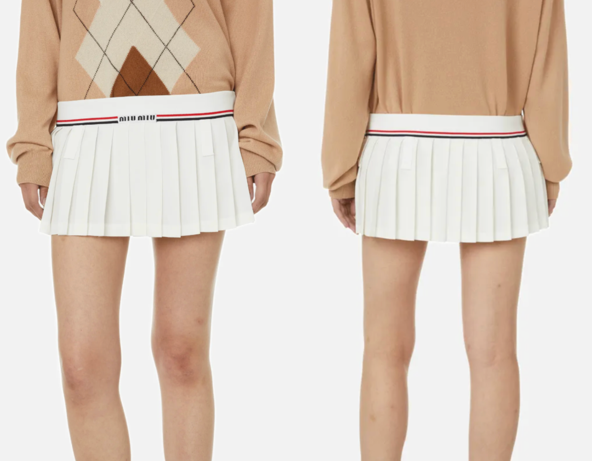 ミニスカート MIU MIU PLEATED MINI SKIRT Miu Miu Pleated Mini Skirt | Blue | FARFETCH