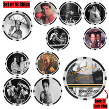 BOBBY CHACON - BOXING HALL OF FAME - SET OF 10 POKER CHIPS - *SIGNED/AUTO*