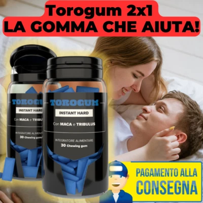 ToroGum 2x1 Extra Forte Integratore Sessuale Chewing Gum Erezione Maca Uomo Pene