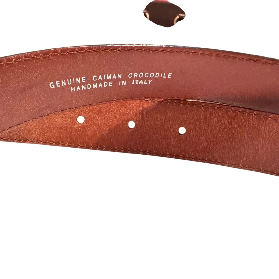 Tardini Genuine Caiman Crocodile Leather Belt Handmade Italy 34 women's preloved - Image 4 of 4