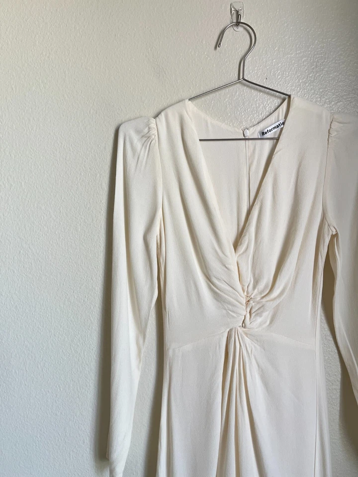 Reformation Women's Gatsby Gathered Maxi Dress in Ivory Size US 0 - Image 2 of 4