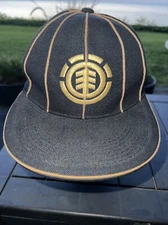Elements Tree Logo Gold on Black Gold Pin Striped Hat Cap Size 7 Leader Brand