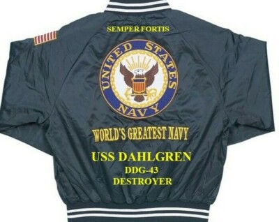 USS DAHLGREN  DDG-43 DESTROYER EMBROIDERED SATIN JACKET(BACK ONLY)
