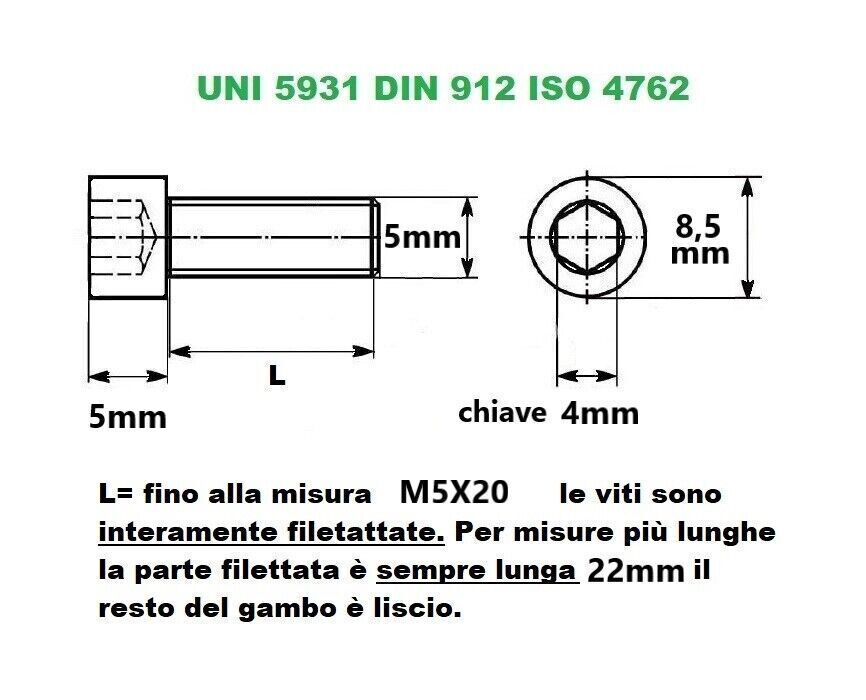 Vite Presa 5/8", Tappo, Alta Trazione/12,9, Autocolore, DIN 912 - Foto 12