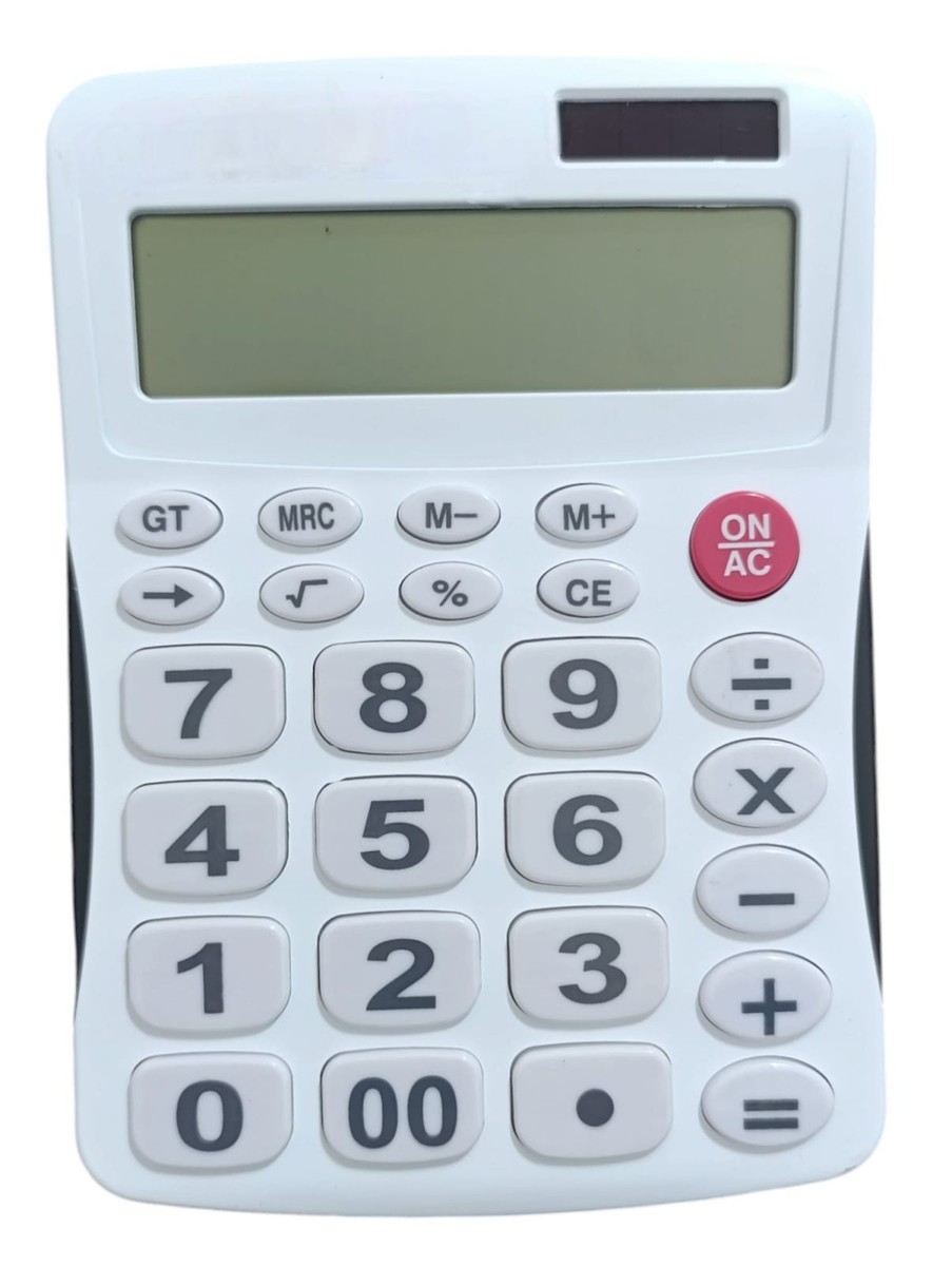 Calcolatrice Da Tavolo Lexibook - 12 Cifre, Alimentazione Solare E A Batteria, Bianco/Grigio - Foto 3