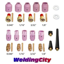 WeldingCity® 31-pcs Regular & Gas Lens Kit .040"~1/8" TIG Welding Torch 9/20 T24