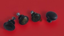 4 Vtg Round Metal Knobs. Set Of 3 Plus 1