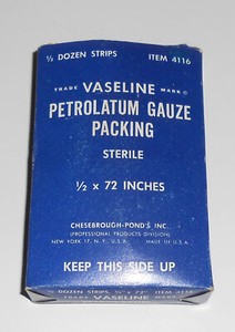 Vintage Vaseline Petrolatum Steril Gauze Packing Box 4116 History Medicine Ponds