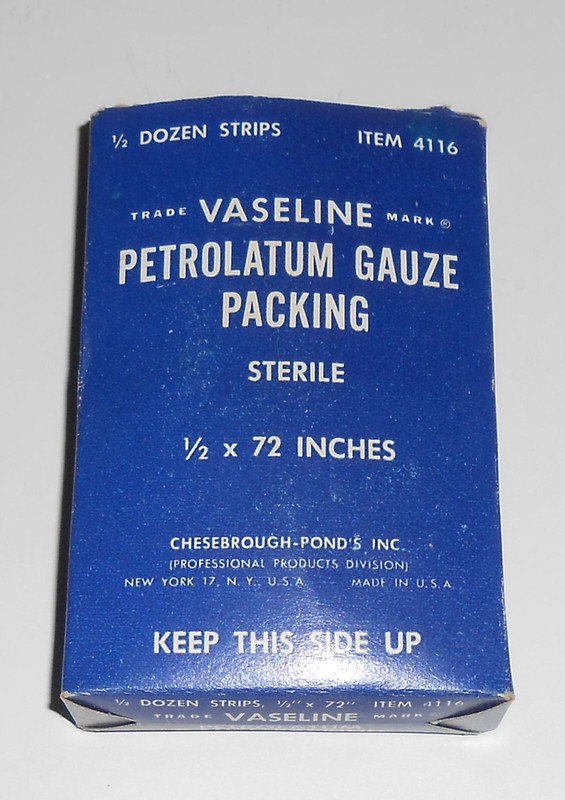 Vintage Vaseline Petrolatum Steril Gauze Packing Box 4116 History Medicine Ponds