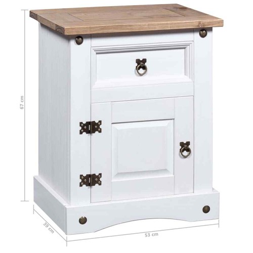 Bedside Cabinet Mexican Pine White 53x39x67 Q7Q6 - Picture 6 of 6