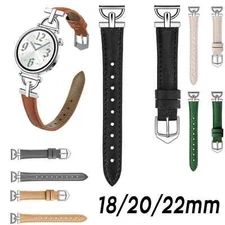 Genuine Cow Leather Watch Strap 18mm 20mm 22mm Wrist Band Bracelet Steel Adapter