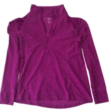 LAYER 8 women's 1/4 zip 'Qwick-dry' Purple Large jacket zip w/ thumbholes Yoga