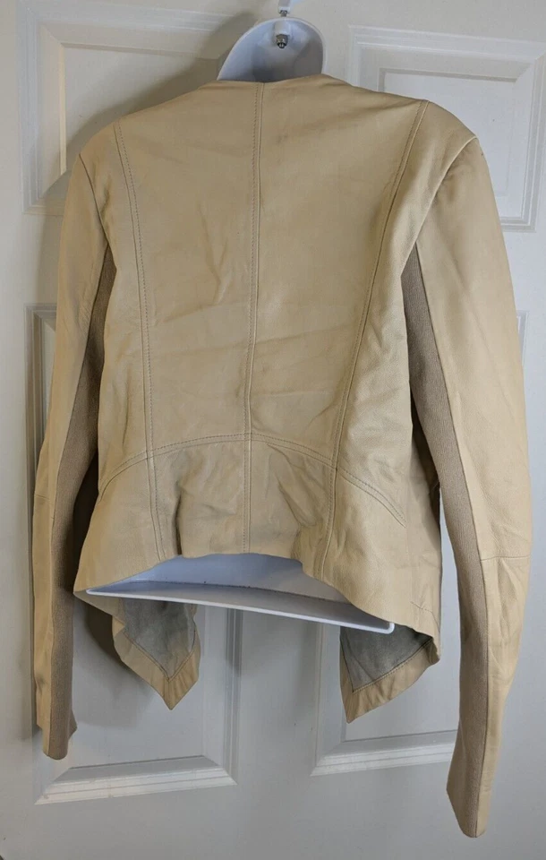 Halogen, Women's Leather Jacket, beige, Size S - Image 2 of 3