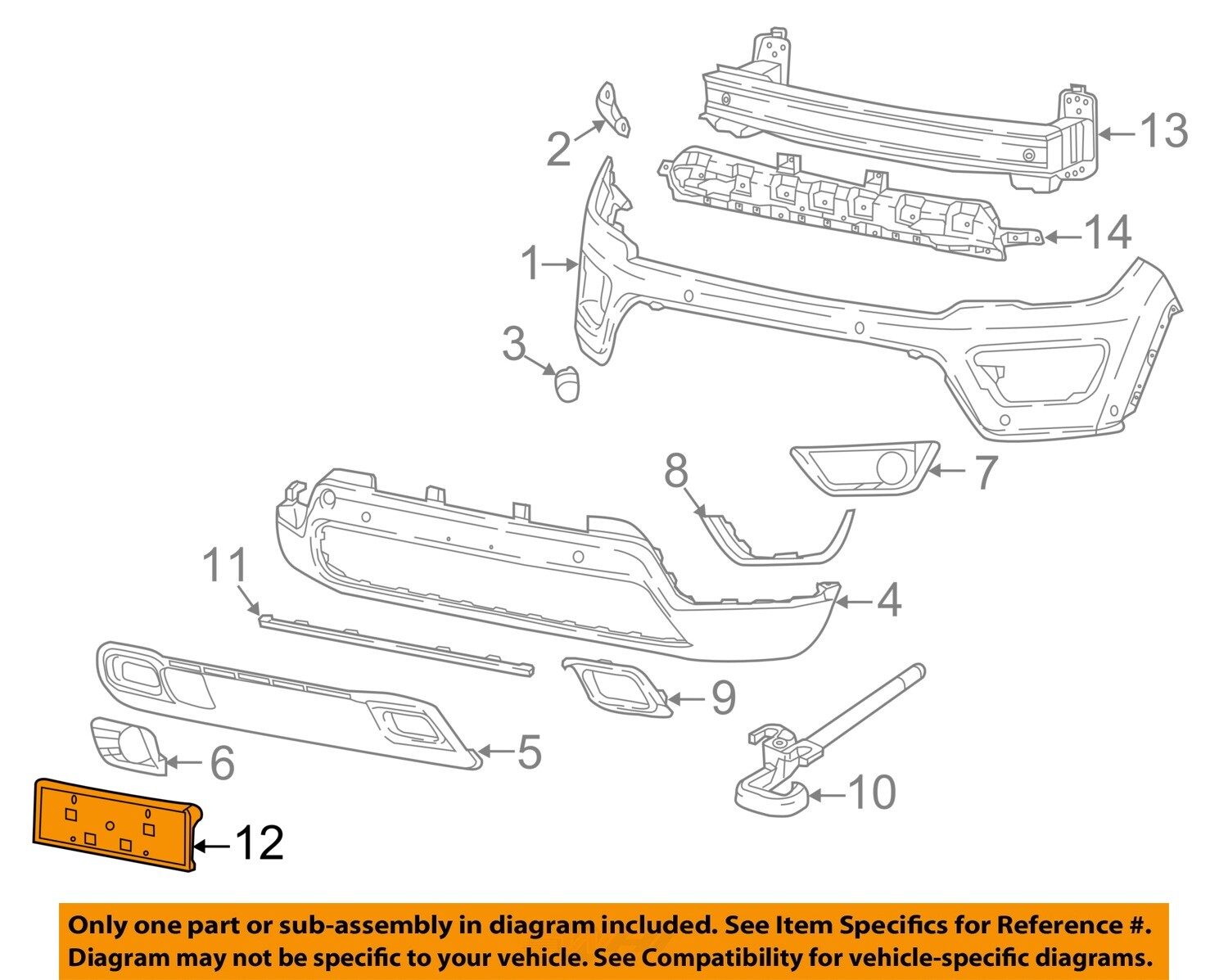 CHRYSLER OEM 17-21 Compass License Bracket 5VF28RXFAA Bumper Part