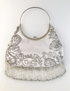 silver beaded evening bag