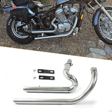 For Honda Shadow VLX600 VT600C VLX400 Polish Exhaust Pipes Silencer System