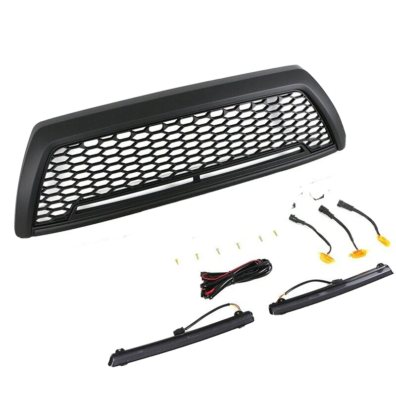 Rejilla delantera negra apta para Toyota 4runner 2006-2009 rejilla con barra de luz Foto 3 de 4