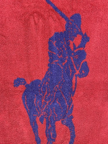 Vintage Ralph Lauren Red Blue 34x64 Equestrian Beach Towel USA Polo Pony 1980s - Picture 9 of 12