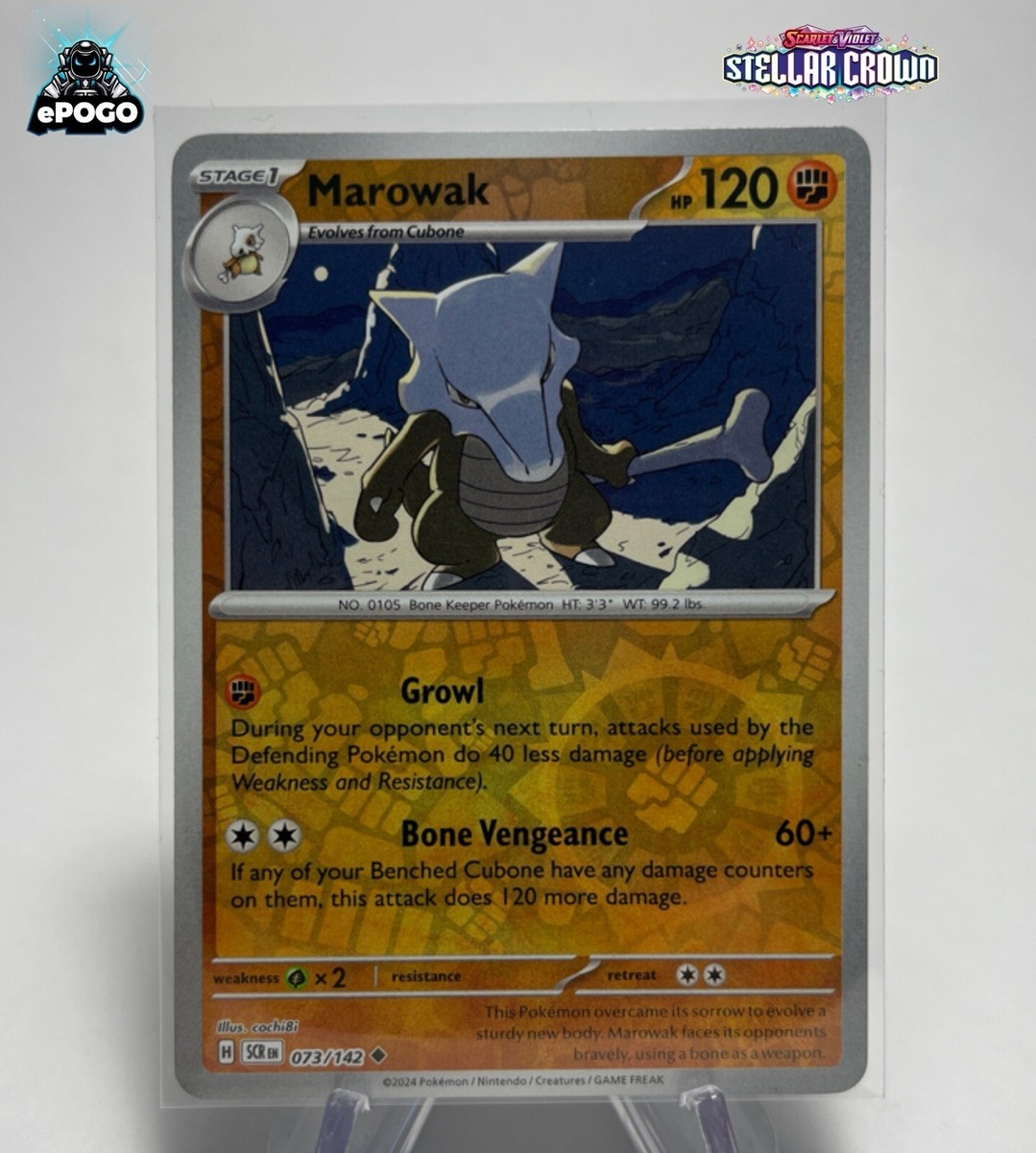 Marowak 073/142 Reverse Holo Pokemon TCG: Stellar Crown Card MINT