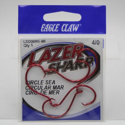 Eagle Claw Lazer Sharp L2220BRG Circle Sea Red Fishing Hooks Size 4/0