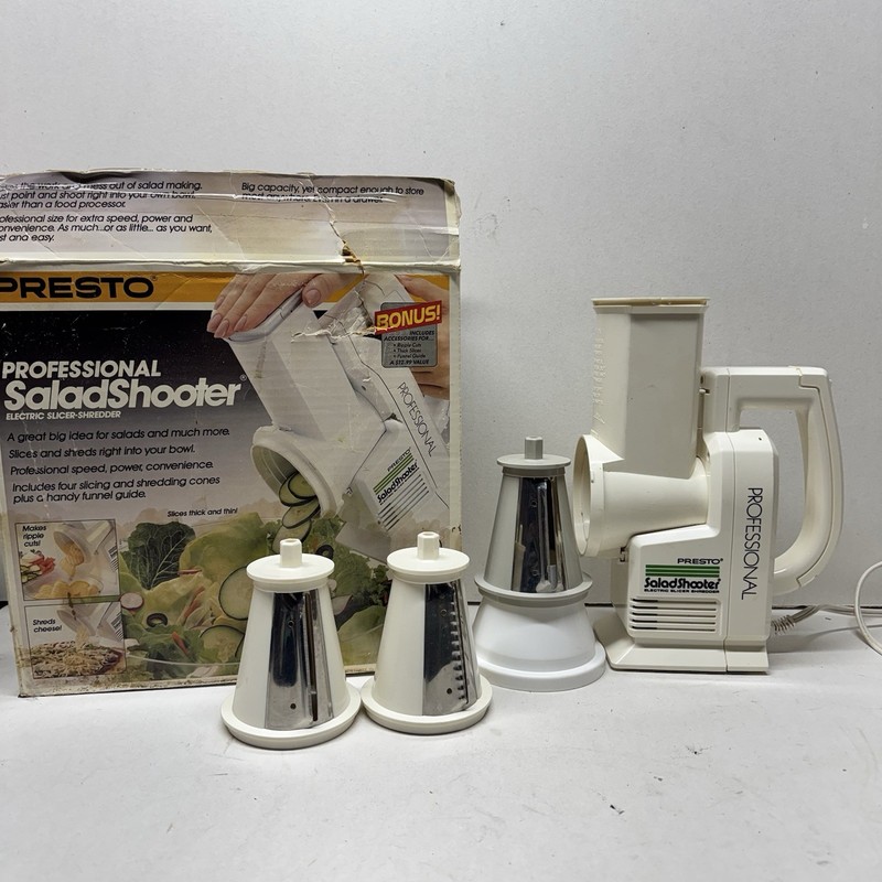 Presto Professional Salad Shooter Electric Slicer Shredder White  Vintage Works