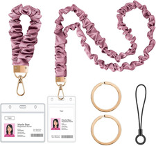 Scrunchie Lanyard for Id Badges, Teacher Lanyard with Id Holder Purple Neck