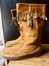 REPORT Dubai Fringe Tall Suede Women’s Brown Boots 9.5 NWOT