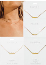 Lumiela Personalized Custom Nameplate Name Necklace in Gold Tone for Women A-V