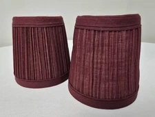 Set Of 2 Burgandy Red Fabric Pleated Mini Lamp Shades Chandelier Lamp Shades 4"