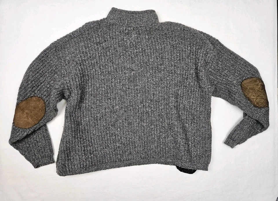 REI Sweater Mens XXL Pullover Quarter Zip Wool Vintage Elbow Patches Made In USA - Image 3 of 4